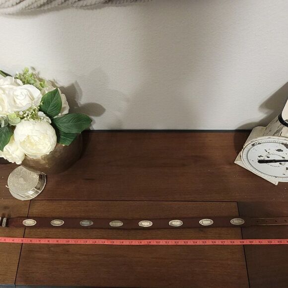 Latigo Silver Studded Belt Sz 32/80 - Picture 1 of 4